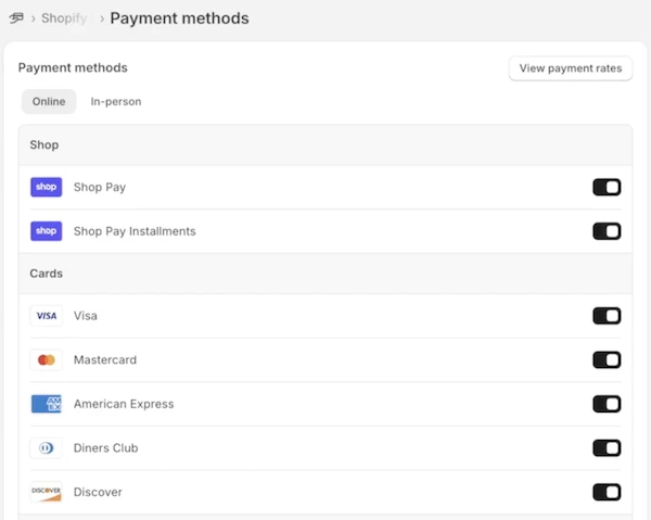 Setup Shopify payments when starting your Shopify store